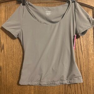 Plumey Gray Short Sleeve Women's Top